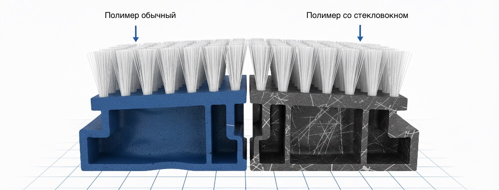 Основания щеток из двух разных полимеров 