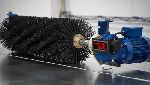 Цилиндрическая щетка для конвейерной ленты с приводом (двигателем)